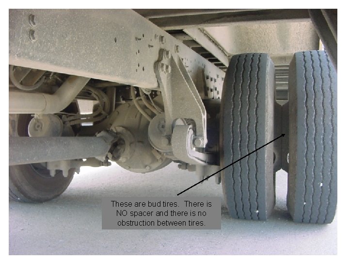 These are bud tires. There is NO spacer and there is no obstruction between