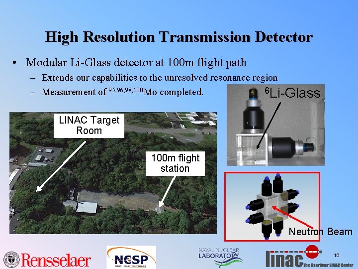 High Resolution Transmission Detector • Modular Li-Glass detector at 100 m flight path –