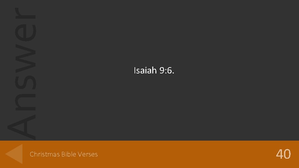 Answer Christmas Bible Verses Isaiah 9: 6. 40 