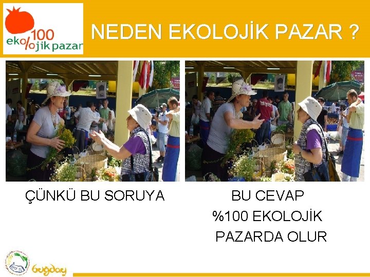 NEDEN EKOLOJİK PAZAR ? ÇÜNKÜ BU SORUYA BU CEVAP %100 EKOLOJİK PAZARDA OLUR 