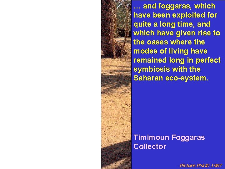 … and foggaras, which have been exploited for quite a long time, and which
