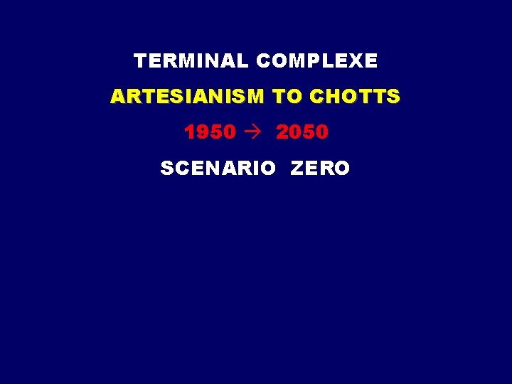 TERMINAL COMPLEXE ARTESIANISM TO CHOTTS 1950 2050 SCENARIO ZERO 