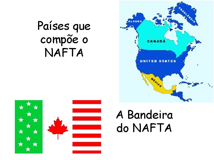 Países que compõe o NAFTA A Bandeira do NAFTA 
