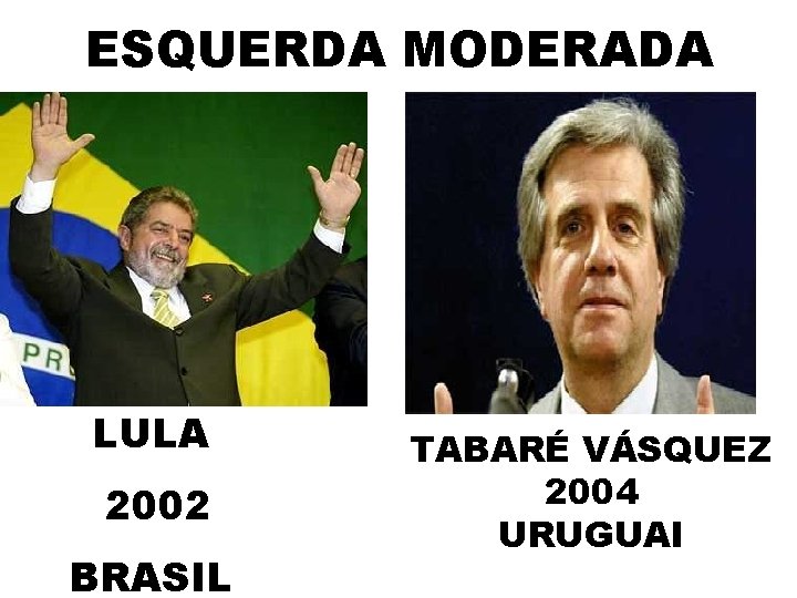 ESQUERDA MODERADA LULA 2002 BRASIL TABARÉ VÁSQUEZ 2004 URUGUAI 
