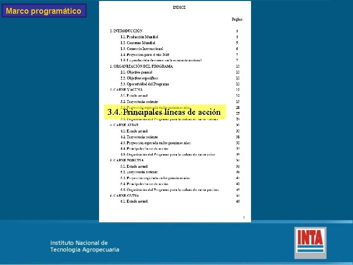 Marco programático 3. 4. Principales líneas de acción 