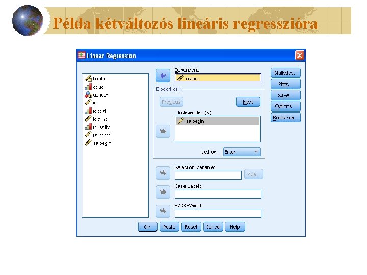 Példa kétváltozós lineáris regresszióra 