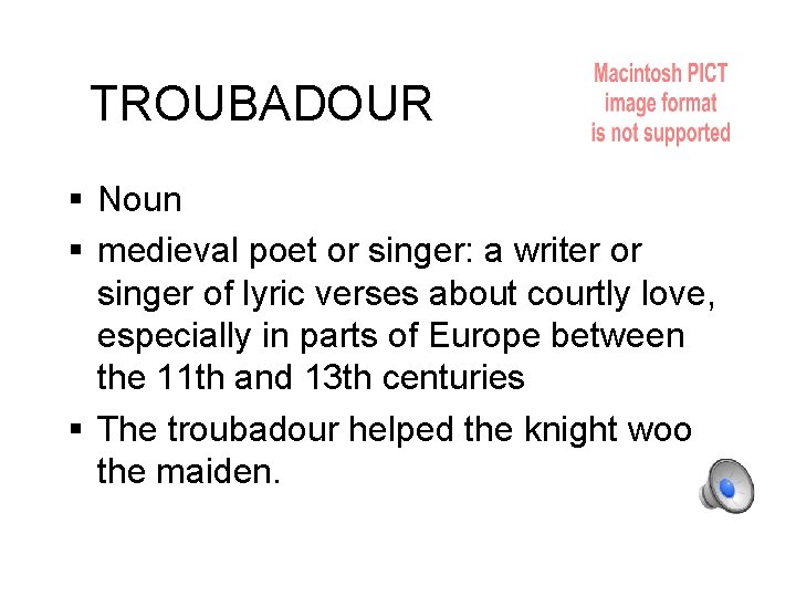 Vocabulary Words for The Castle in the Attic