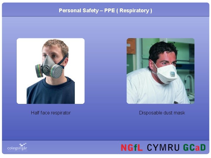 Personal Safety – PPE ( Respiratory ) Half face respirator Disposable dust mask 