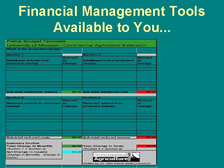 Financial Management Tools Available to You. . . 