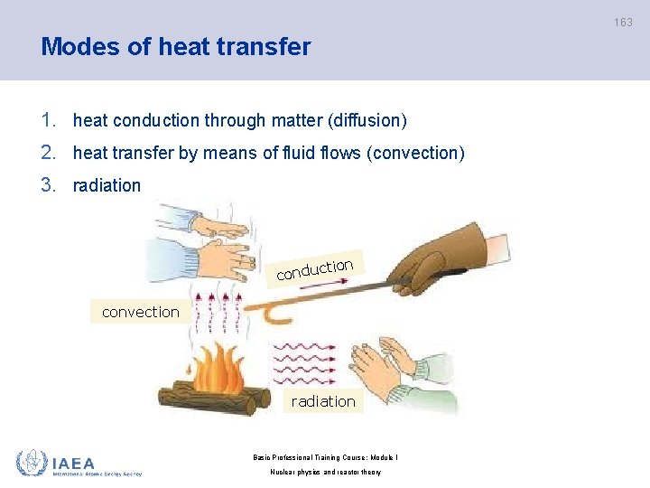 163 Modes of heat transfer 1. heat conduction through matter (diffusion) 2. heat transfer
