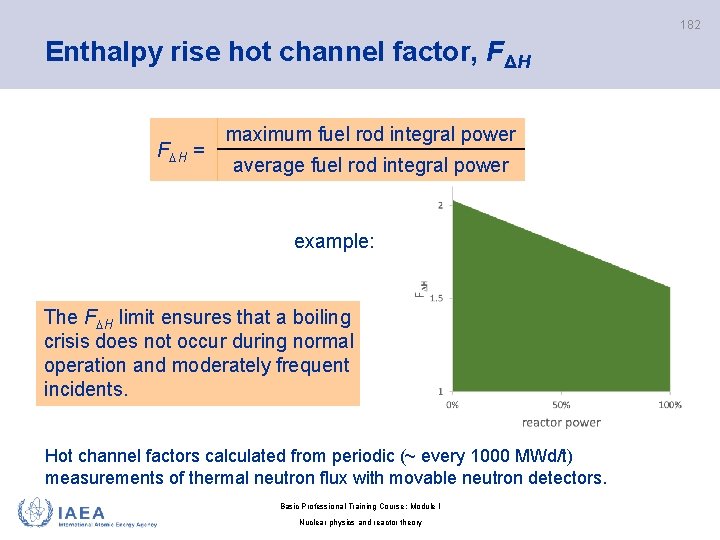 182 Enthalpy rise hot channel factor, FΔH F H = maximum fuel rod integral