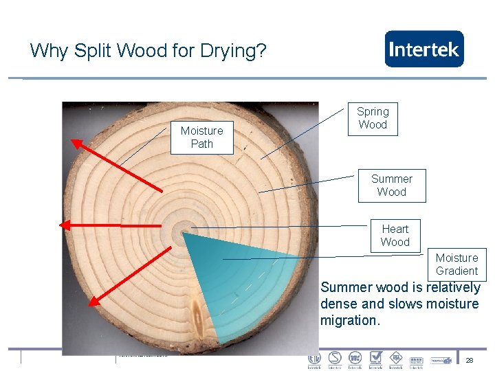 Why Split Wood for Drying? Moisture Path Spring Wood Summer Wood Heart Wood Moisture