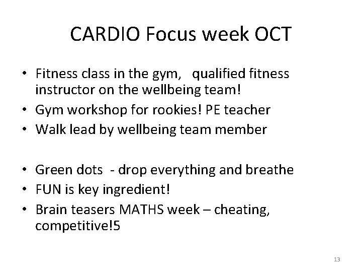 CARDIO Focus week OCT • Fitness class in the gym, qualified fitness instructor on