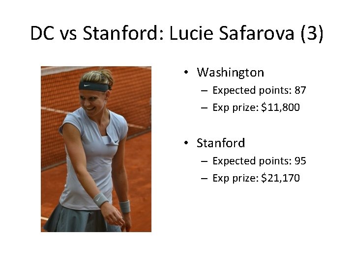 DC vs Stanford: Lucie Safarova (3) • Washington – Expected points: 87 – Exp