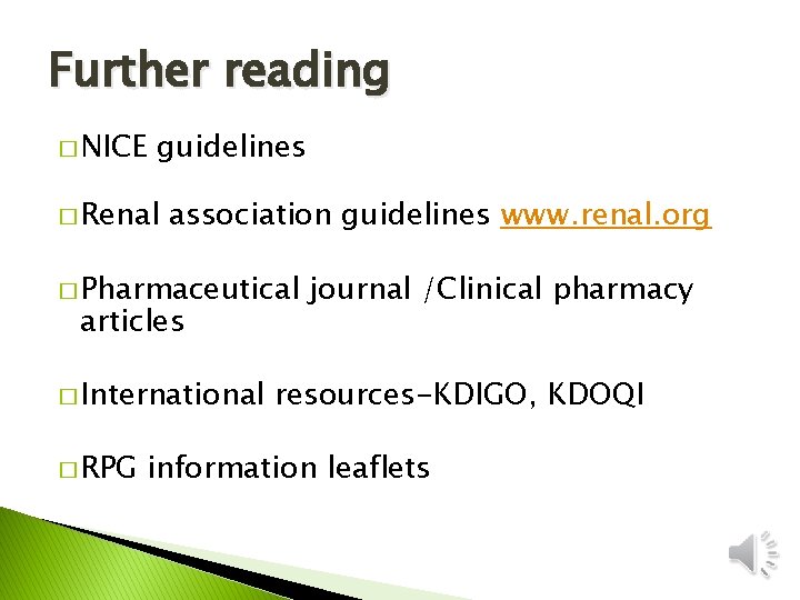 Chronic kidney disease and predialysis Renal Pharmacy Beginners