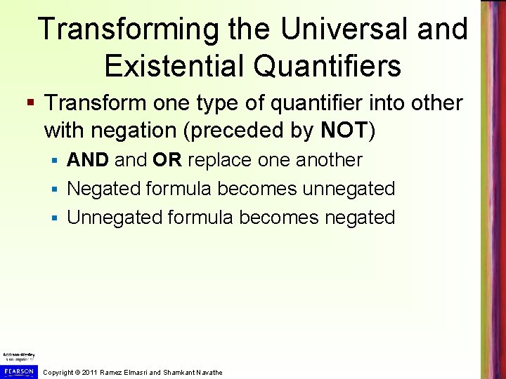 Transforming the Universal and Existential Quantifiers § Transform one type of quantifier into other