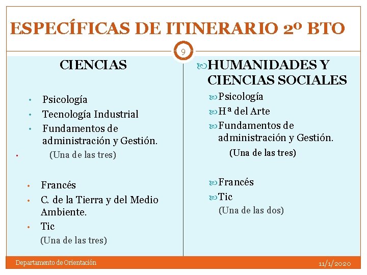 ESPECÍFICAS DE ITINERARIO 2º BTO 9 CIENCIAS HUMANIDADES Y CIENCIAS SOCIALES • • •