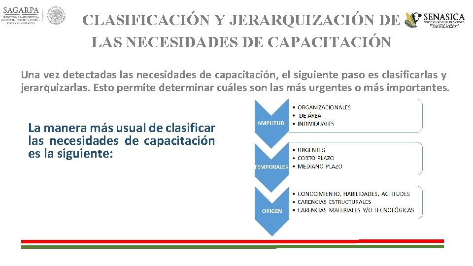 CLASIFICACIÓN Y JERARQUIZACIÓN DE LAS NECESIDADES DE CAPACITACIÓN Una vez detectadas las necesidades de