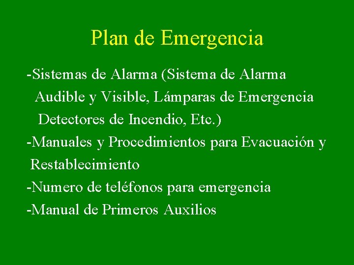 Plan de Emergencia -Sistemas de Alarma (Sistema de Alarma Audible y Visible, Lámparas de