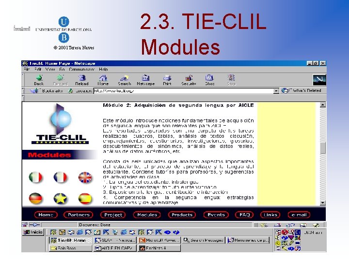 © 2001 Teresa Naves 2. 3. TIE-CLIL Modules 