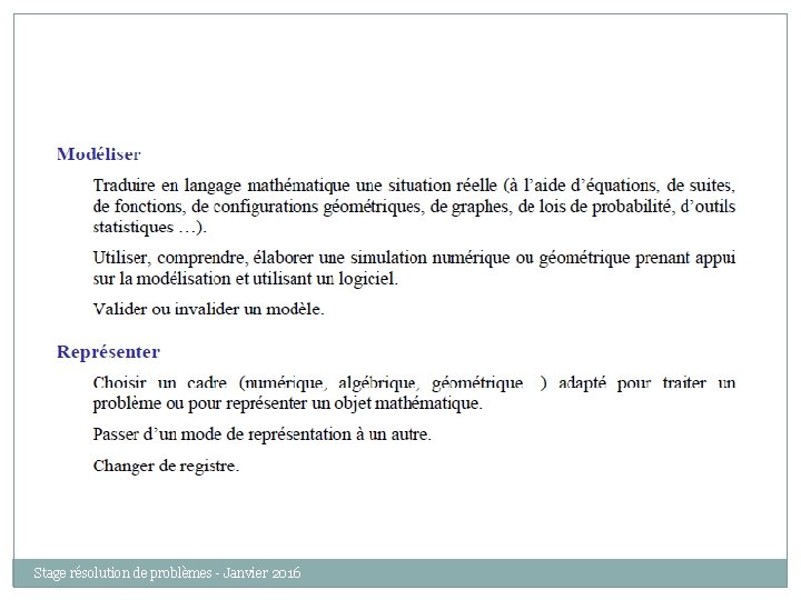 Stage résolution de problèmes - Janvier 2016 