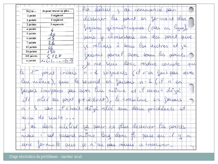 Stage résolution de problèmes - Janvier 2016 