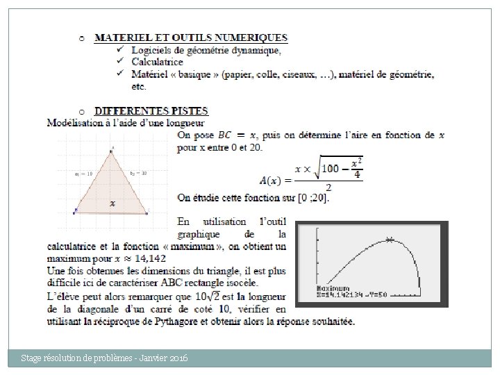Stage résolution de problèmes - Janvier 2016 