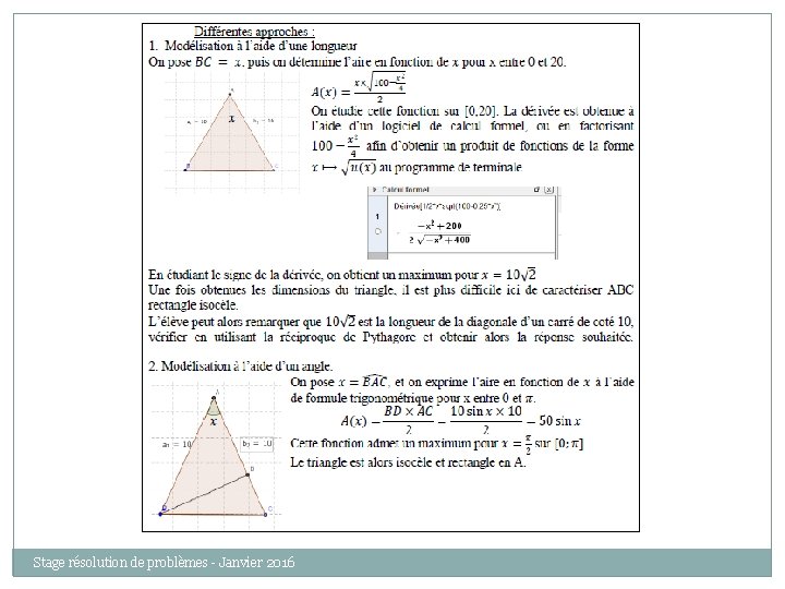 Stage résolution de problèmes - Janvier 2016 