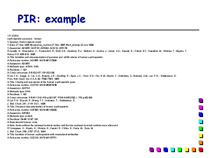 PIR: example >P 1; ZUHU erythropoietin precursor - human C; Species: Homo sapiens (man) PIR: example >P 1; ZUHU erythropoietin precursor - human C; Species: Homo sapiens (man)