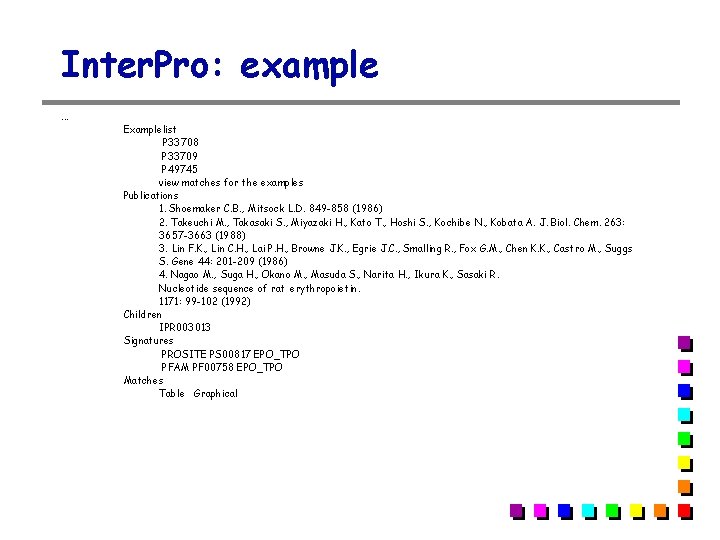 Inter. Pro: example. . . Examplelist P 33708 P 33709 P 49745 view matches Inter. Pro: example. . . Examplelist P 33708 P 33709 P 49745 view matches
