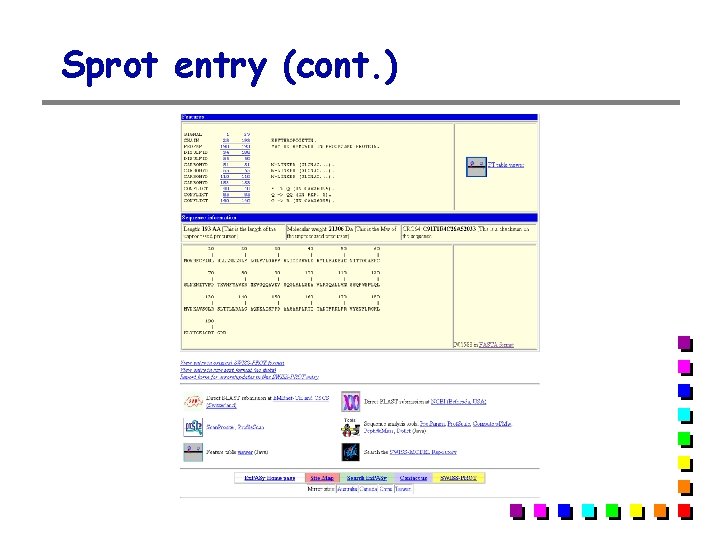 Sprot entry (cont. ) Sprot entry (cont. )