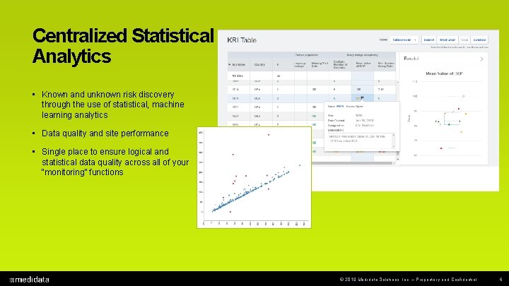 Centralized Statistical Analytics • Known and unknown risk discovery through the use of statistical,