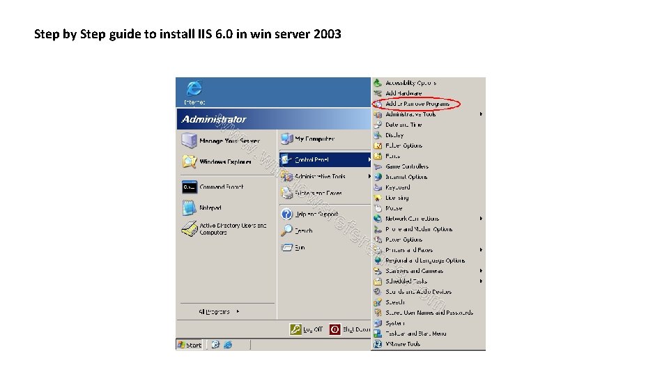 Step by Step guide to install IIS 6. 0 in win server 2003 