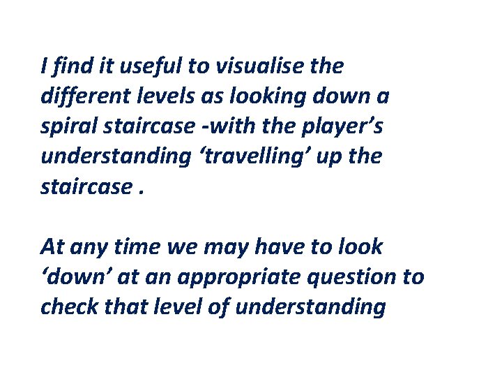 I find it useful to visualise the different levels as looking down a spiral
