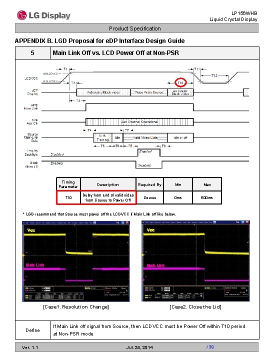 LP 156 WHB Liquid Crystal Display Product Specification APPENDIX B. LGD Proposal for e.