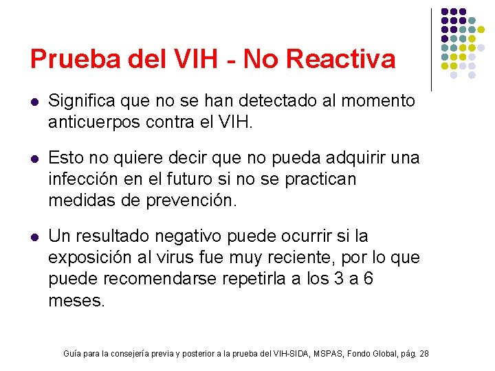 Prueba del VIH - No Reactiva l Significa que no se han detectado al