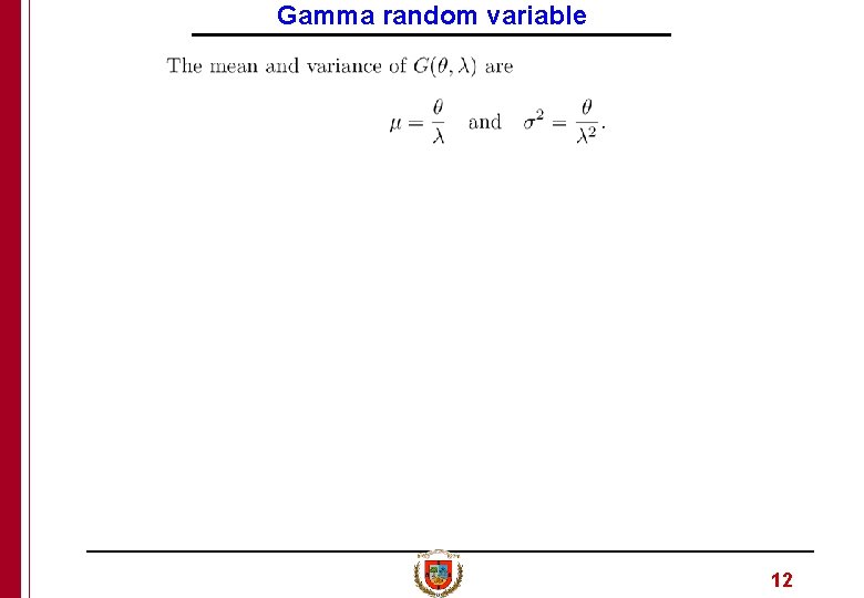 Gamma random variable 12 
