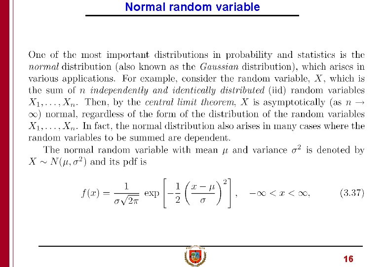 Normal random variable 16 
