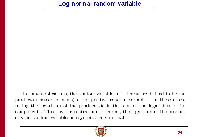 Log-normal random variable 21 