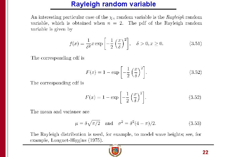 Rayleigh random variable 22 
