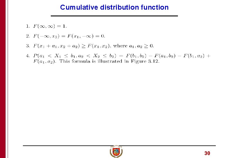Cumulative distribution function 30 