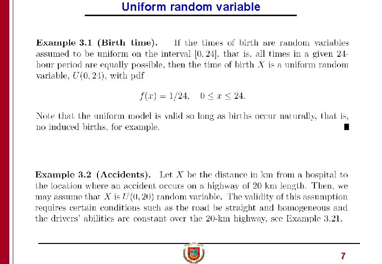 Uniform random variable 7 