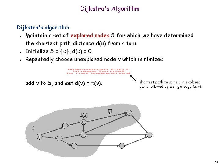 Dijkstra's Algorithm Dijkstra's algorithm. Maintain a set of explored nodes S for which we