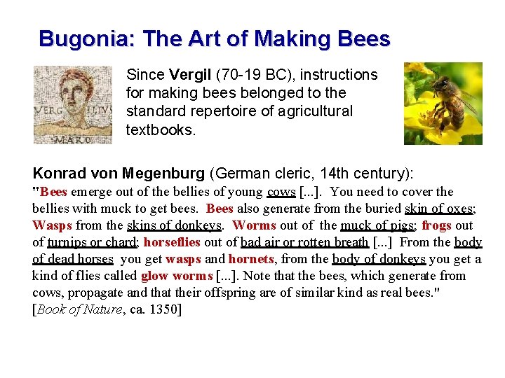 Bugonia: The Art of Making Bees Since Vergil (70 -19 BC), instructions for making