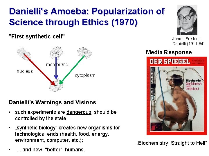 Danielli's Amoeba: Popularization of Science through Ethics (1970) "First synthetic cell" James Frederic Danielli