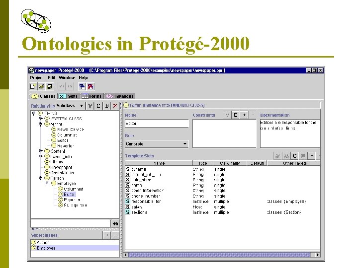 Ontologies in Protégé-2000 