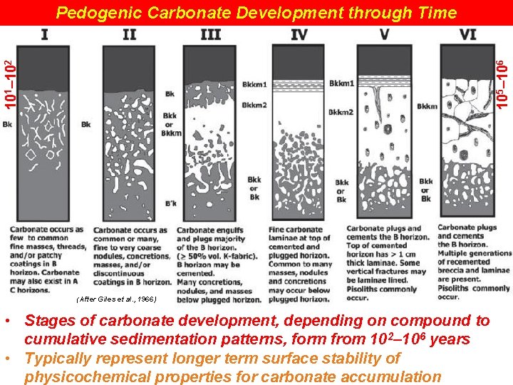 105– 106 101– 102 Pedogenic Carbonate Development through Time (After Giles et al. ,