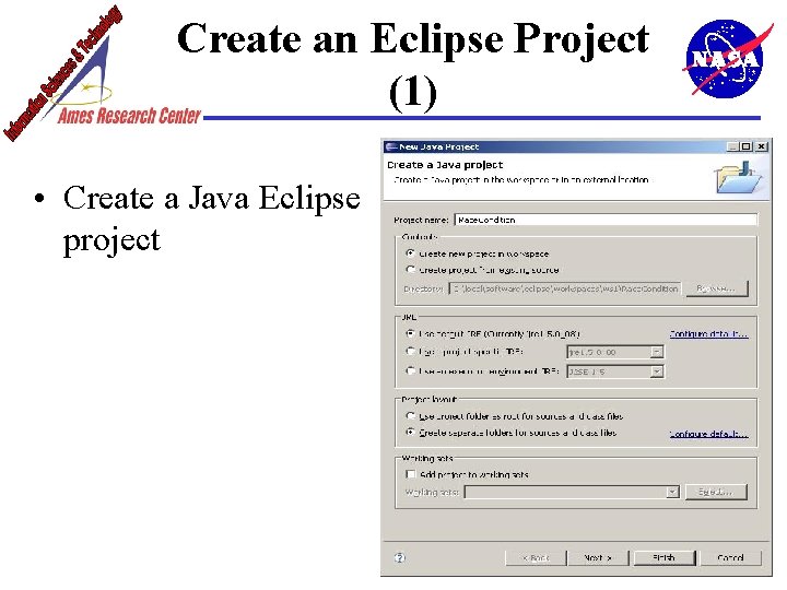 Create an Eclipse Project (1) • Create a Java Eclipse project 