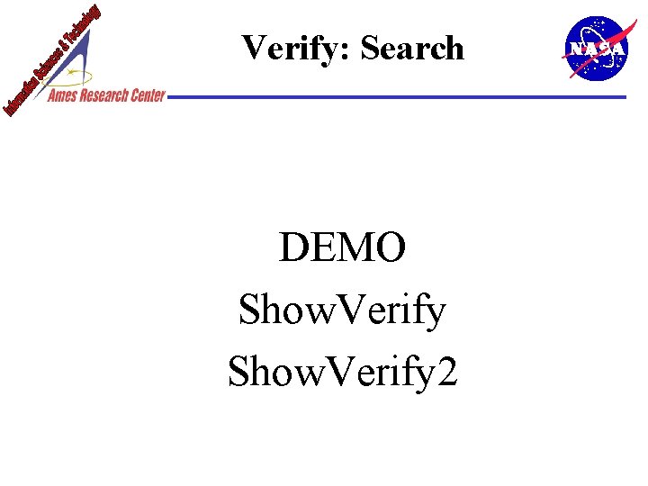 Verify: Search DEMO Show. Verify 2 