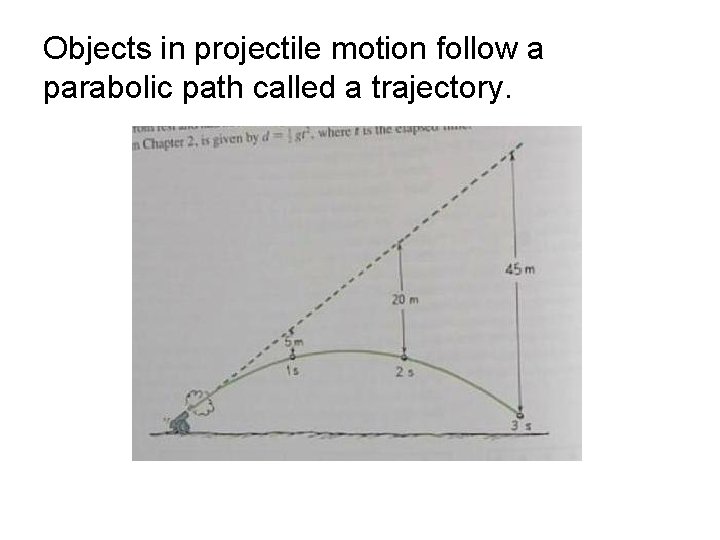 Objects in projectile motion follow a parabolic path called a trajectory. 